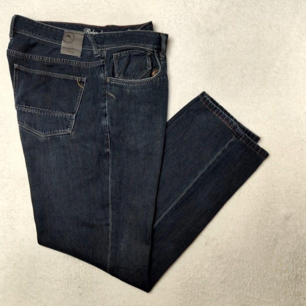 Tommy Bahama Jeans Mens 38x31 Blue Straight Cayman Relaxed Dark Wash Denim Pants